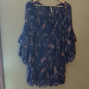 Free People Blue Floral Mini Dress